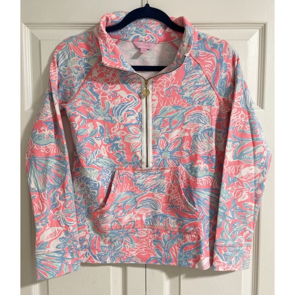 Lilly Pulitzer Skipper Popover Sz XS Pink Sun Ray Summer Siren Pulllover Pockets - Picture 3 of 16